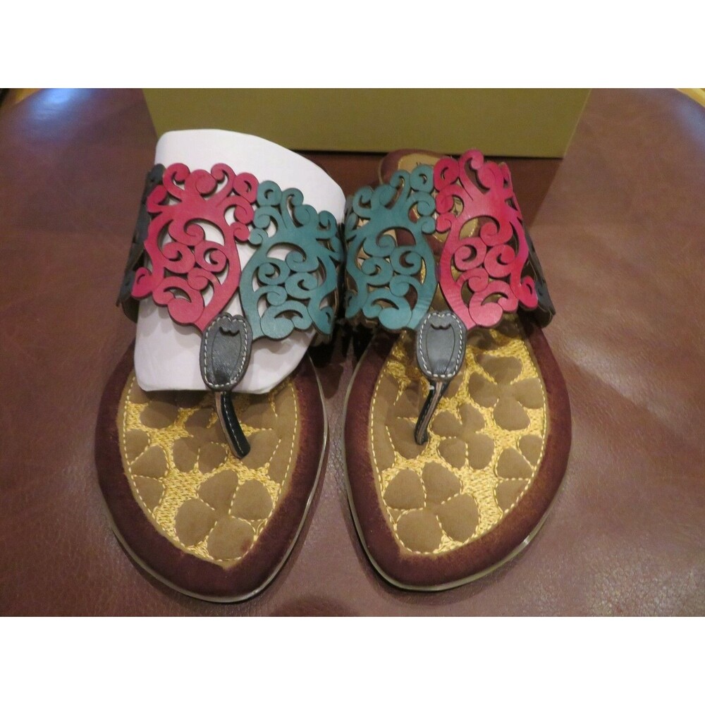 NWT Womens Teal Multi L'Arstiste Flip Flops , Size 9.5 / 10 41